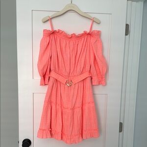 Pink Tiered Ruffled Sundress with Puff Sleeves